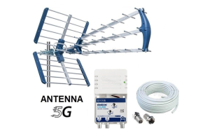 Kit completo antenna digitale terrestre con amplificatore 24 dB – Segnale potente ovunque