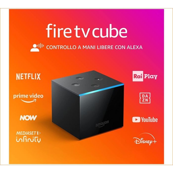 Fire TV Cube 4K con controllo vocale tramite Alexa e telecomando