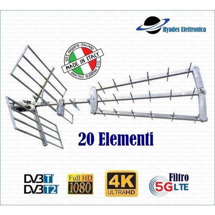 Antenna Digitale Terrestre ZTL-380-5G - 38 Elementi, Banda UHF, Canali 21-48, Guadagno Fino A 17.5dB