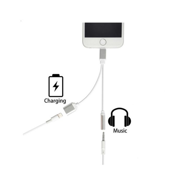 Cavo adattatore sdoppiatore LIGHTNING \u003e LIGHTNING + Jack 3.5mm Femmina per  iPhone - Accessori Smartphone