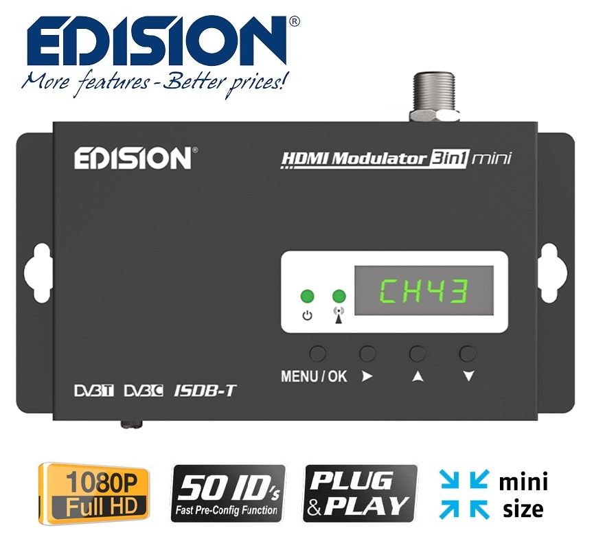 Commutatore DiseqC 4/1 Edision - Per Antenna Satellitare, Supporta Full HD 1080p, 3D E HDTV