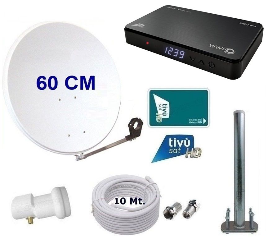 Parabola Satellitare ANFEL 60cm Acciaio - FULL HD 4K Per SKY TIVU SAT - Fatta In Italia