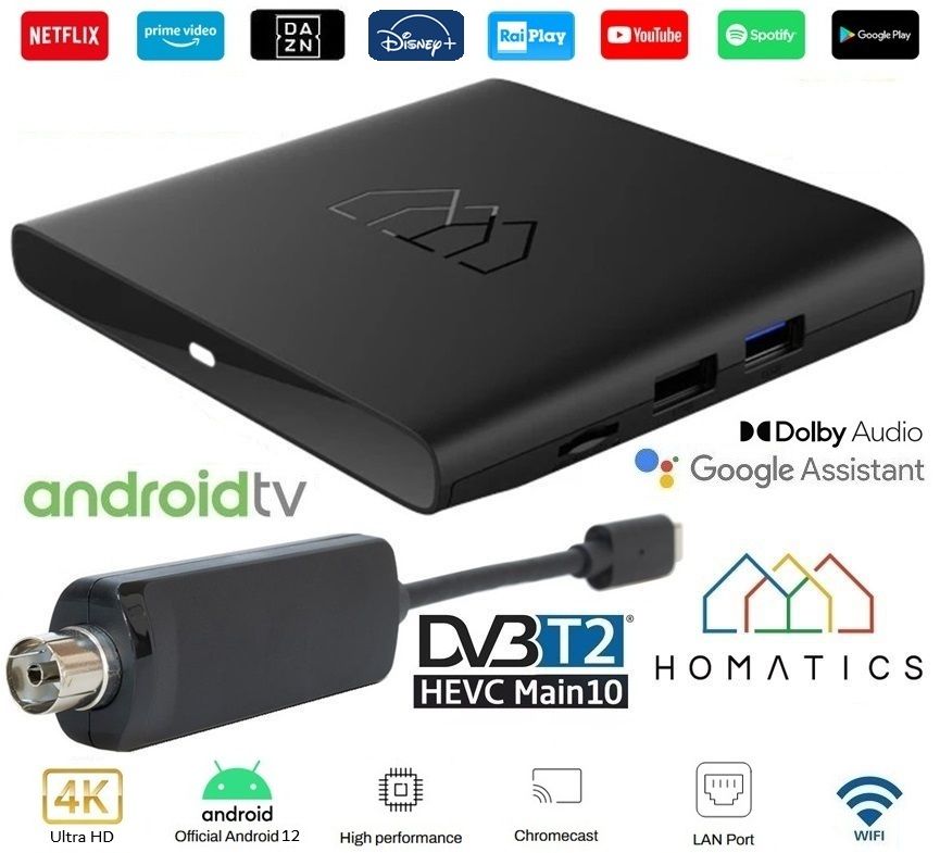 M@tec Digital Optic Crime Android 10.0 Streaming Box 4K - Lettore Multimediale Con Wi-Fi 5.8GHz, 1GB RAM/8GB ROM, ARM Cortex-A53, Cavo HDMI Incluso