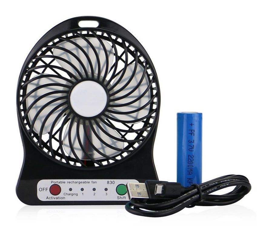 Ventilatore USB Portatile 8000 MAh Con Telecomando | 3 Velocità, Luce LED, Ganci | Da Tavolo, Campeggio, Auto - Foto 4