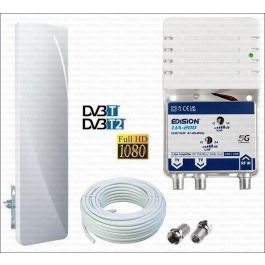 EDISION TALOS 13db Triple Digital Terrestrial UHF 21-48 External TV Antenna with 5G LTE Filter for Receiving Digital Terrestrial Signal DVB-T/T2, Frequencies 470-694Mhz, Length 78 cm, LTE700, Blue