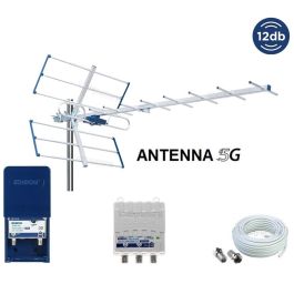EDISION MAK-300 Kit: Amplificatore Antenna TV da palo 2UHF, 1VHF/FM, 17-32db, 10